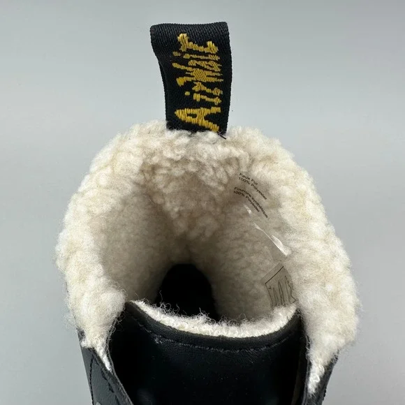 Dr. Martens Zavala Fur Lined Women Size 7 Black Leather Combat Boots NEW